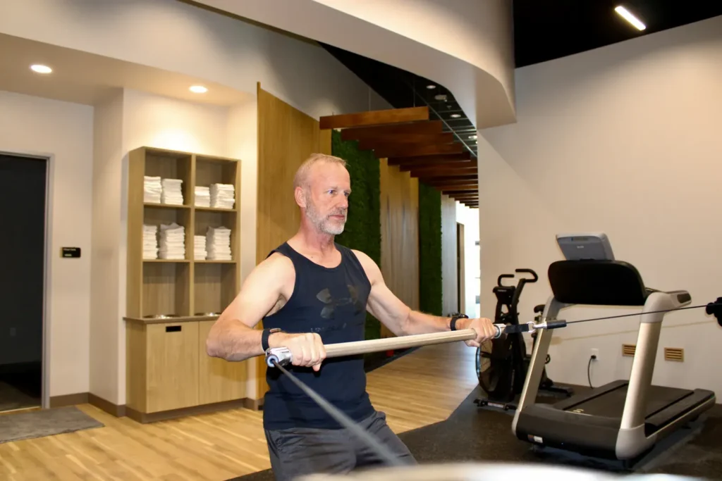 Strength training on the Keiser functional trainer in the Sisu Longevity Training Lab